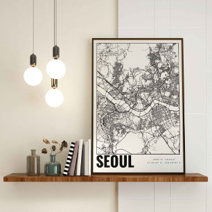 Seoul Zuid-Korea 서 Minimalistische kaart Art Poster