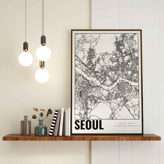 Seoul Zuid-Korea 서 Minimalistische kaart Art Poster
