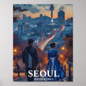 Seoul Zuid-Korea Artistieke Reis Illustratie Poster (Voorkant)