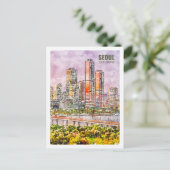 Seoul Zuid-Korea Beroemde Travel Waterverf Sketch Briefkaart (Staand voorkant)