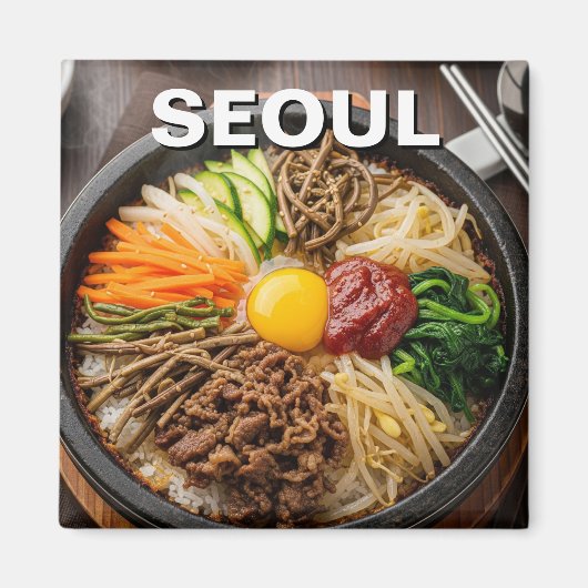 Seoul Zuid-Korea Bibimbap Magneet (Voorkant)