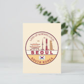 Seoul Zuid-Korea City Skyline Embleem Briefkaart (Staand voorkant)