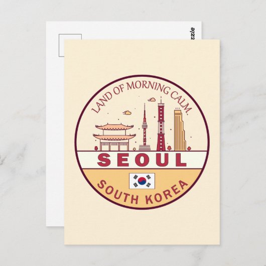Seoul Zuid-Korea City Skyline Embleem Briefkaart (Voorkant / Achterkant)