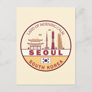 Seoul Zuid-Korea City Skyline Embleem Briefkaart