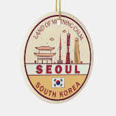 Seoul Zuid-Korea City Skyline Embleem Keramisch Ornament (Rechts)