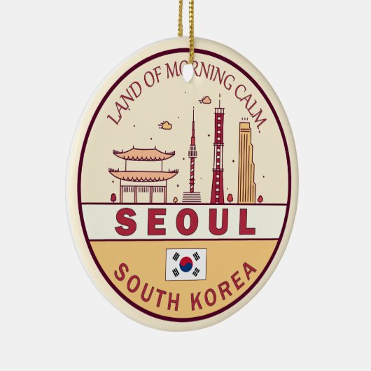 Seoul Zuid-Korea City Skyline Embleem Keramisch Ornament (Rechts)