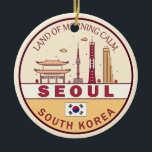 Seoul Zuid-Korea City Skyline Embleem Keramisch Ornament<br><div class="desc">Seoel minimalistisch,  kleurrijk kunstontwerp met monumenten en bezienswaardigheden van de stad in Zuid-Korea.</div>