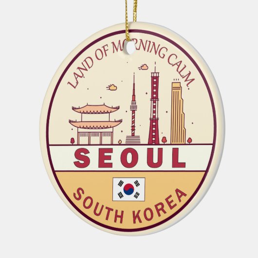 Seoul Zuid-Korea City Skyline Embleem Keramisch Ornament (Links)
