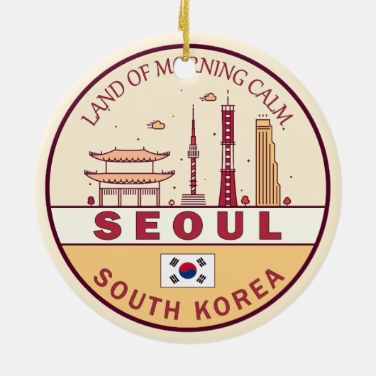Seoul Zuid-Korea City Skyline Embleem Keramisch Ornament (Achterkant)