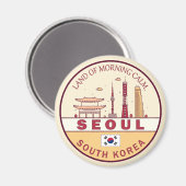 Seoul Zuid-Korea City Skyline Embleem Magneet (Voorkant / Achterkant)