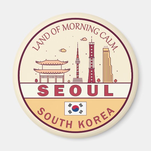 Seoul Zuid-Korea City Skyline Embleem Magneet (Voorkant)