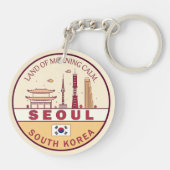 Seoul Zuid-Korea City Skyline Embleem Sleutelhanger (Achterkant)