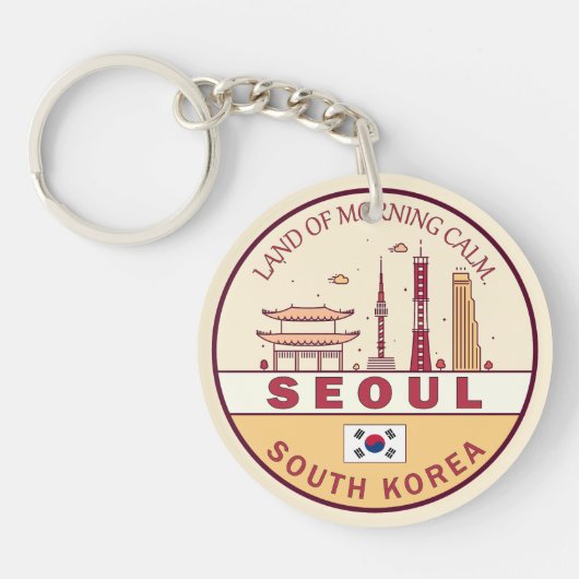 Seoul Zuid-Korea City Skyline Embleem Sleutelhanger (Voorkant)