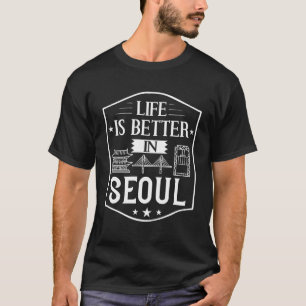 Seoul Zuid-Korea City Skyline Kaart Reizen T-shirt