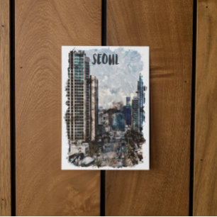 Seoul Zuid-Korea Cityscape Vintage Reizen Briefkaart