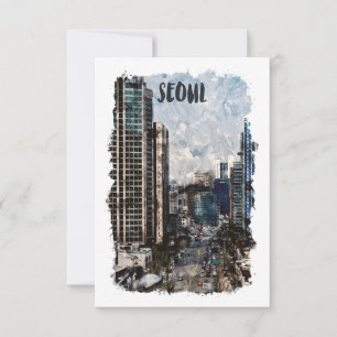 Seoul Zuid-Korea Cityscape Vintage Reizen Kaart