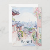 Seoul Zuid-Korea Gouache Illustratie Reizen Briefkaart (Voorkant / Achterkant)