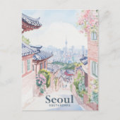 Seoul Zuid-Korea Gouache Illustratie Reizen Briefkaart (Voorkant)