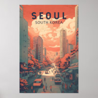 Seoul Zuid-Korea Illustratie Kunst Vintage