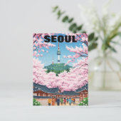 Seoul Zuid-Korea Kersenbloesems Briefkaart (Staand voorkant)