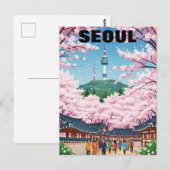 Seoul Zuid-Korea Kersenbloesems Briefkaart (Voorkant / Achterkant)
