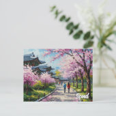 Seoul Zuid-Korea Kersenbloesems Briefkaart (Staand voorkant)