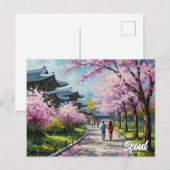 Seoul Zuid-Korea Kersenbloesems Briefkaart (Voorkant / Achterkant)