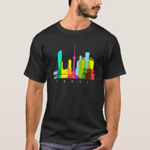 Seoul Zuid-Korea Kleurrijke Zuid-Koreaanse Skyline T-shirt