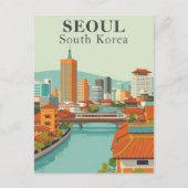 Seoul Zuid-Korea Mid-Century Retro Reizen Briefkaart (Voorkant)