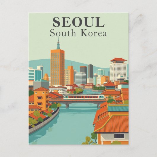 Seoul Zuid-Korea Mid-Century Retro Reizen Briefkaart (Voorkant)