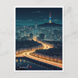 Seoul Zuid-Korea Night uitzicht Briefkaart