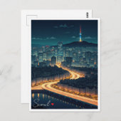 Seoul Zuid-Korea Night uitzicht Briefkaart (Voorkant / Achterkant)