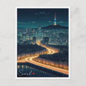 Seoul Zuid-Korea Night uitzicht Briefkaart (Voorkant)