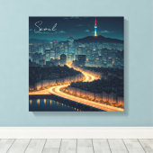 Seoul Zuid-Korea Night uitzicht Canvas Afdruk (Insitu (Houten vloer))