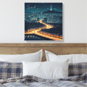 Seoul Zuid-Korea Night uitzicht Canvas Afdruk (Insitu (Slaapkamer))