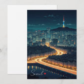 Seoul Zuid-Korea Night uitzicht Feestdagenkaart (Voorkant / Achterkant)