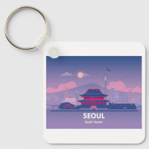 Seoul Zuid-Korea Pastelreizen Ontwerp Sleutelhanger