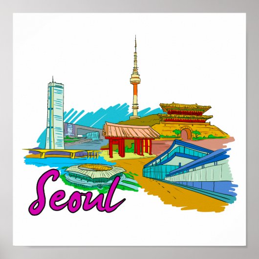 Seoul - Zuid-Korea.png Poster (Voorkant)
