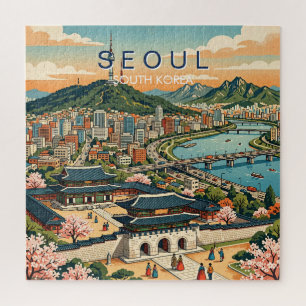 Seoul Zuid-Korea Reis Kunst Vintage Legpuzzel