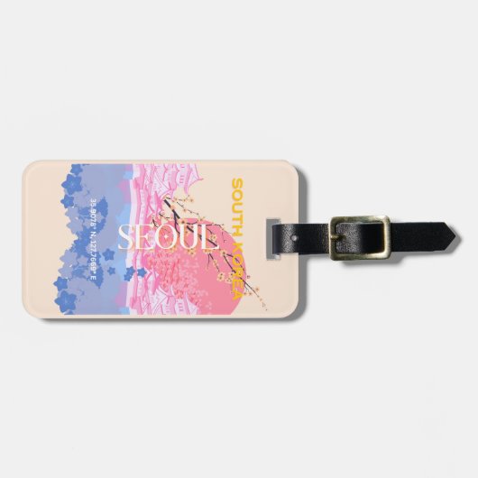 Seoul Zuid-Korea Reiskunst, Pastel Bagagelabel (Voorkant horizontaal)