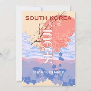 Seoul Zuid-Korea Reiskunst, Pastel Feestdagenkaart