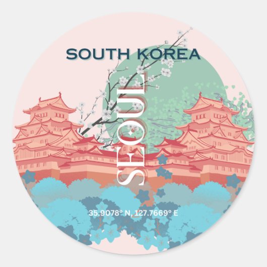 Seoul Zuid-Korea Reiskunst Ronde Sticker (Voorkant)