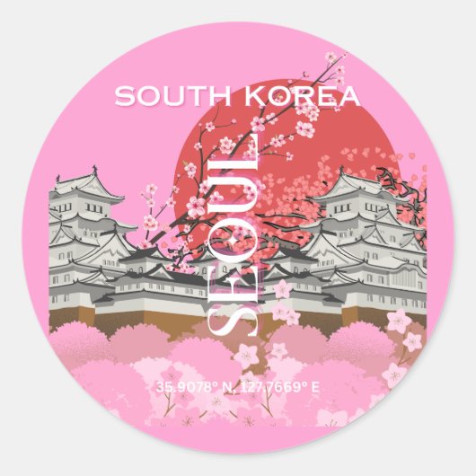 Seoul Zuid-Korea Reiskunst Ronde Sticker (Voorkant)