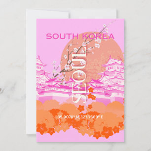 Seoul Zuid-Korea Reiskunst, Roze Feestdagenkaart