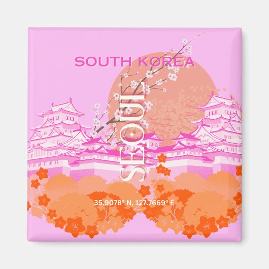 Seoul Zuid-Korea Reiskunst, Roze Magneet (Voorkant)