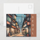  Seoul Zuid-Korea Reizen Aziatische Stadsstraat Briefkaart (Voorkant / Achterkant)