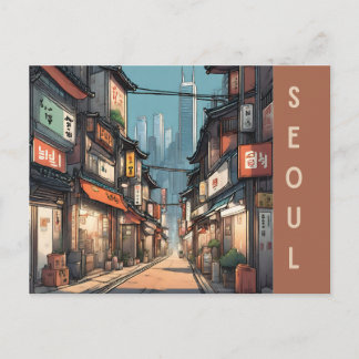  Seoul Zuid-Korea Reizen Aziatische Stadsstraat Briefkaart