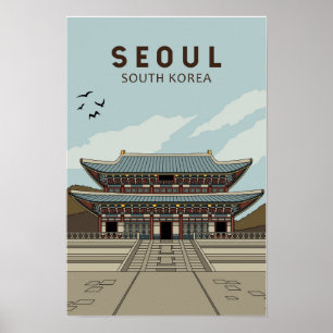 Seoul Zuid-Korea Reizen Kunst Vintage Poster