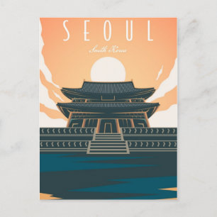 Seoul Zuid-Korea Reizen Kunst Vintage retro Briefkaart