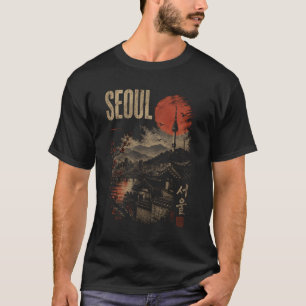 Seoul Zuid-Korea Retro Reis Souvenir Namsan Toren T-shirt